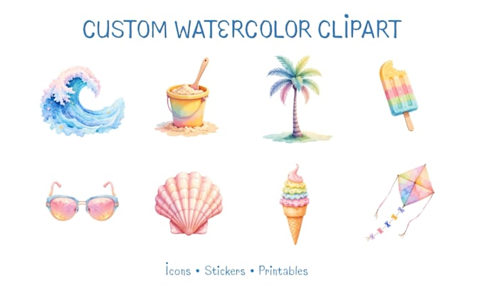 create custom watercolor clipart sets and icons