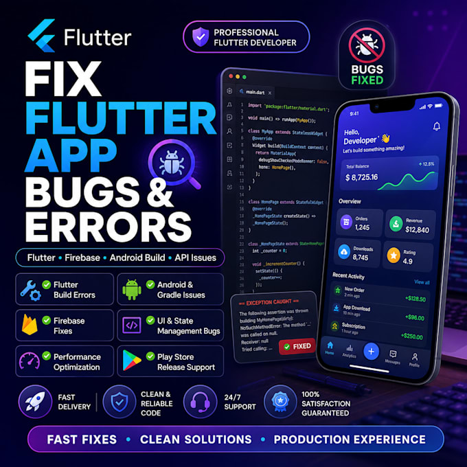 fix flutter app bugs errors crashes and issues