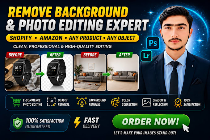 professionally remove background and edit amazon shopify product images