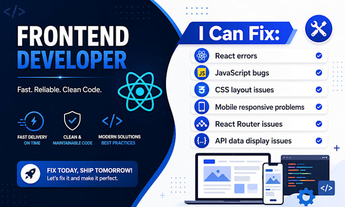 build a responsive react website or fix react bugs