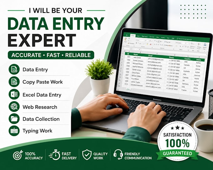 do accurate data entry,copy paste and excel data entry tasks