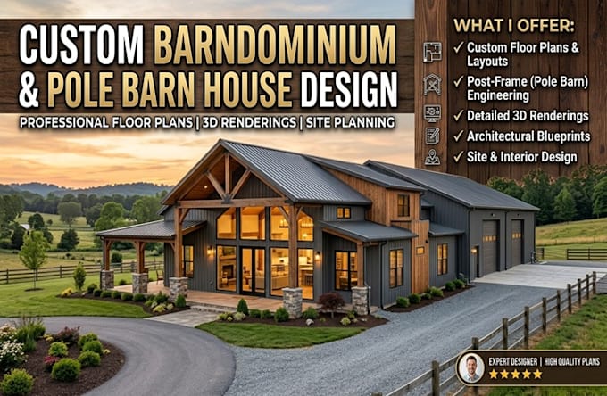 create barndominium plans and pole barn house plan as your architect
