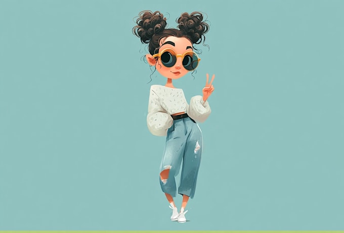 illustrate cute cartoon character portrait
