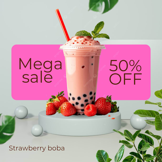 design a professional instagram post for your milk tea shop