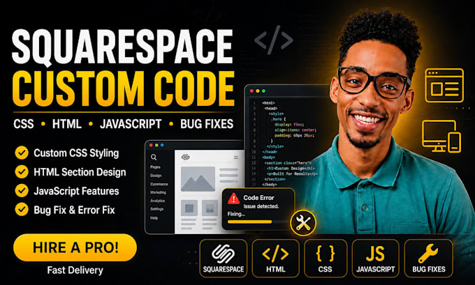 add custom CSS HTML and javascript code to squarespace squarespace website