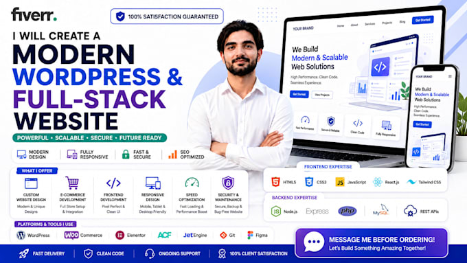 create a modern wordpress and fullstack website