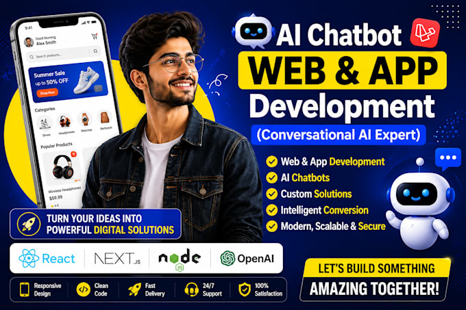 develop ai website, ai chatbot and custom web application