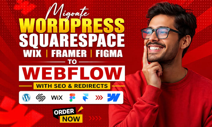 migrate wordpress squarespace wix framer figma to webflow with SEO redirects