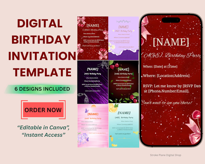design digital birthday invitation canva template