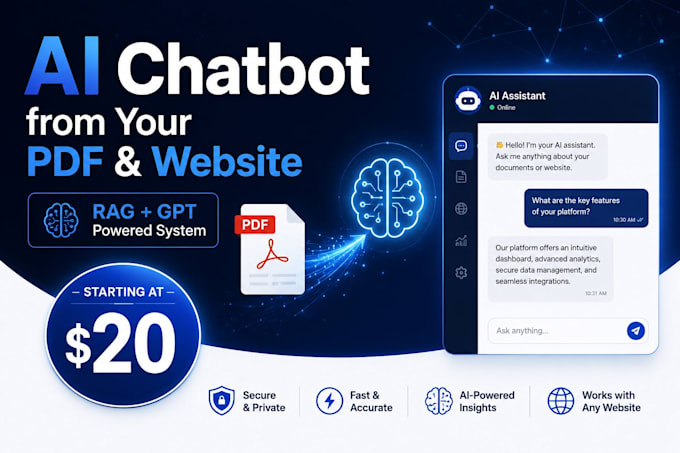 develop custom ai chatbot trained on your PDF data website