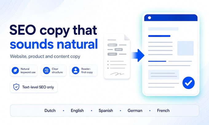 write SEO website and product copy in 5 languages