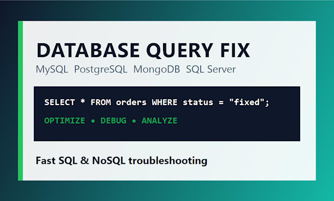fix mysql postgresql mongodb database errors and queries