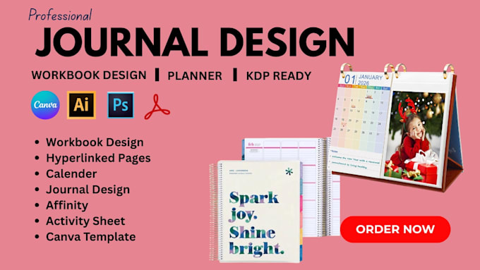 design canva hyperlinked journal tracing, workbook design, calender, planner kdp