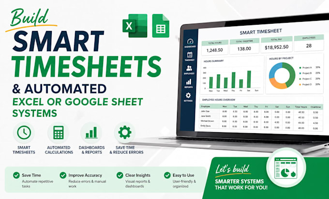 build an automated employee timesheet in excel or google sheets