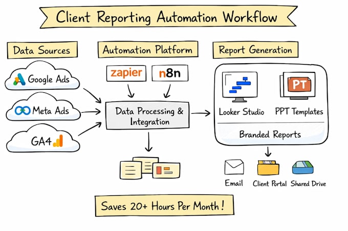 automate client reporting workflows for marketing agencies