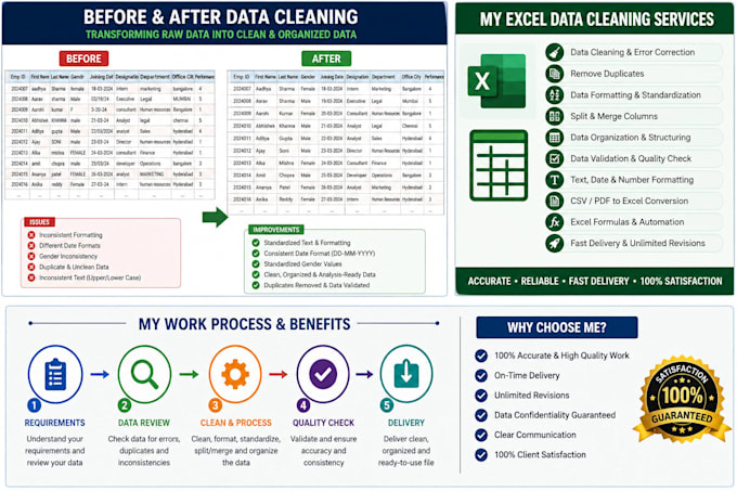 excel data cleaning, formatting, data organization