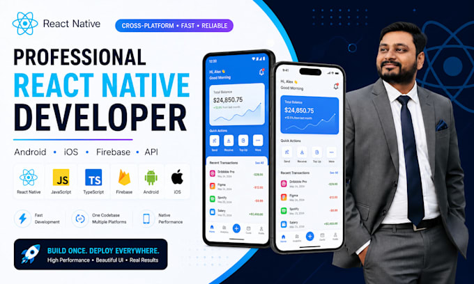 develop react native app for android and ios using firebase