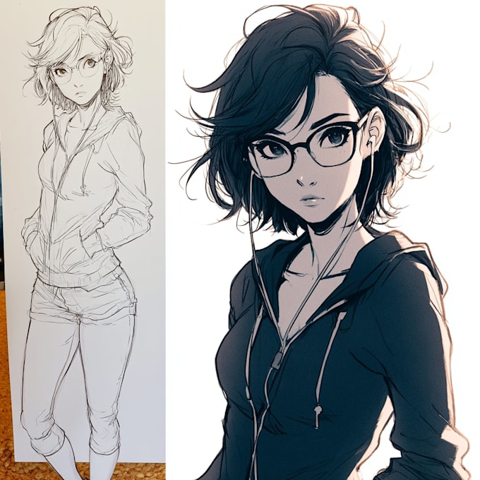 make anime drawing with anime art style character