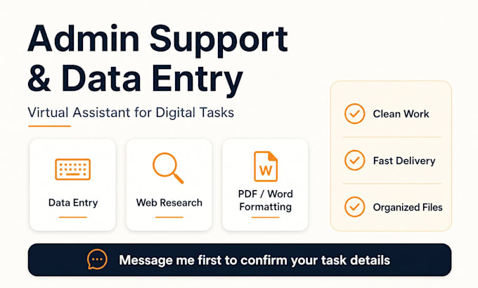 be your virtual assistant for admin support and data entry