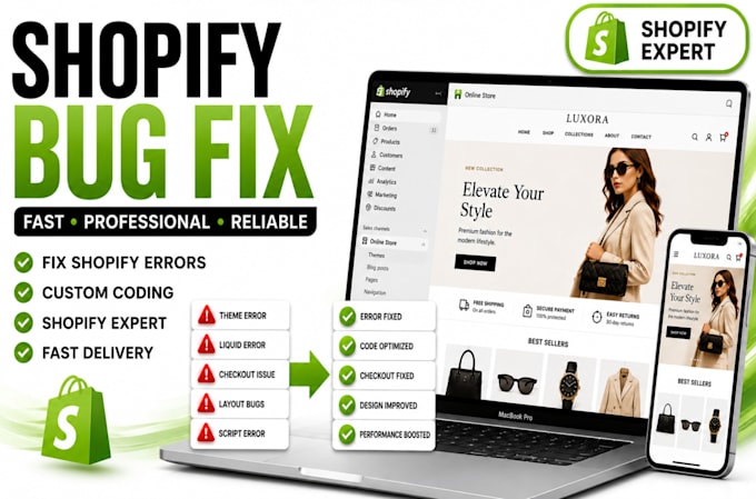 fix shopify bugs, errors and custom code issues