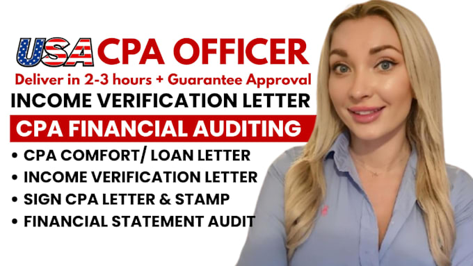 write CPA verification letter,statement audit, mortgage letter, US CPA letter