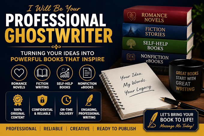 be your romance ghostwriter, ebook ghostwriter, fiction writer, self help writer