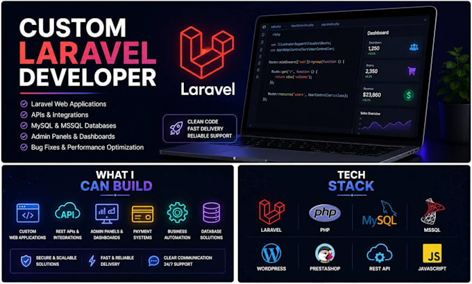 develop custom PHP laravel web applications and backend systems
