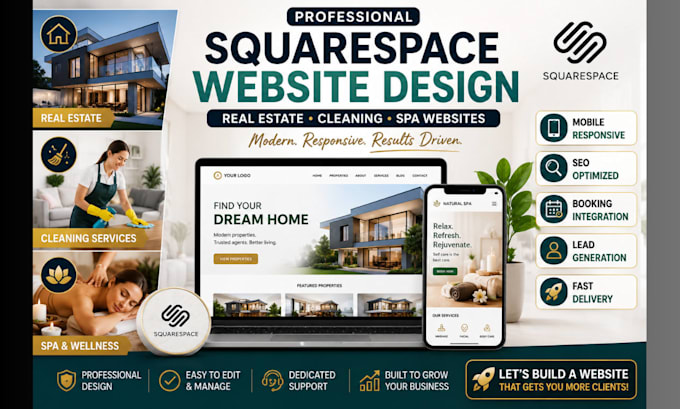 build squarespace real estate website square space cleaning spa website design