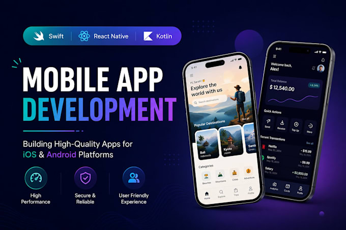 develop a modern flutter mobile app for android and ios