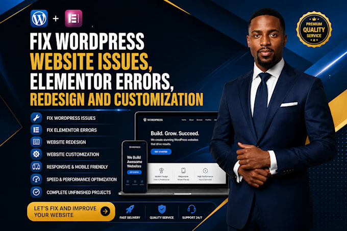 fix wordpress website issues, elementor errors, redesign and customization