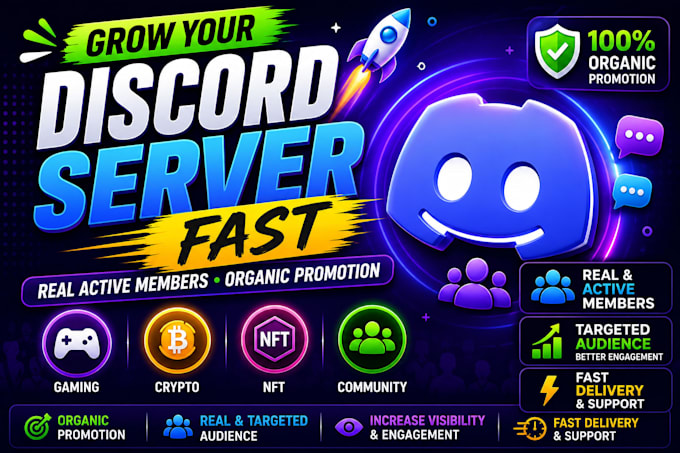 promote your discord server to targeted real users and boost active members