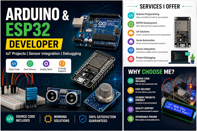 develop arduino projects and microsoft excel,presentations