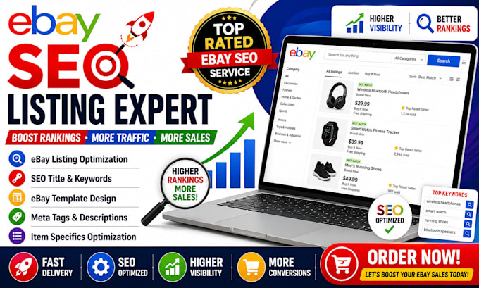 do ebay SEO listing, ebay template design, meta tags and meta description
