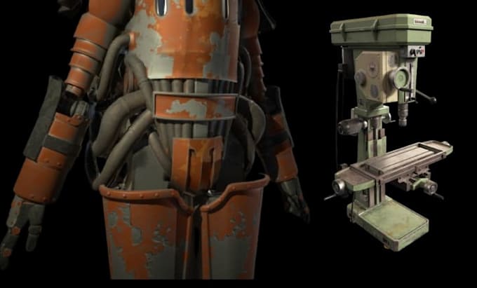 create 3d hard surface modeling for industrial product, weapon, sci fi, robot