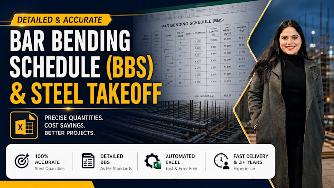 prepare a detailed bar bending schedule bbs and steel takeoff