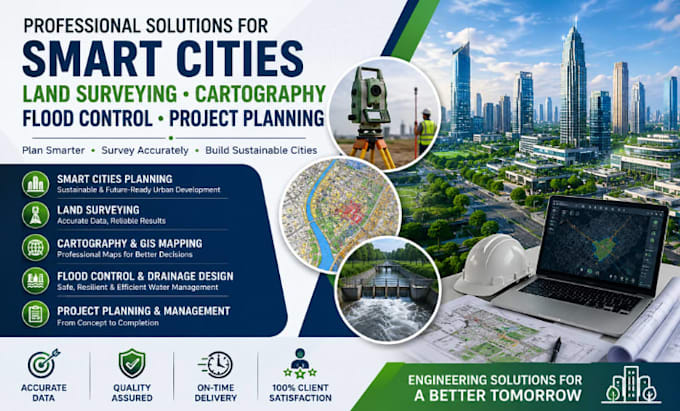 smart cities land surveying cartography flood control project planning