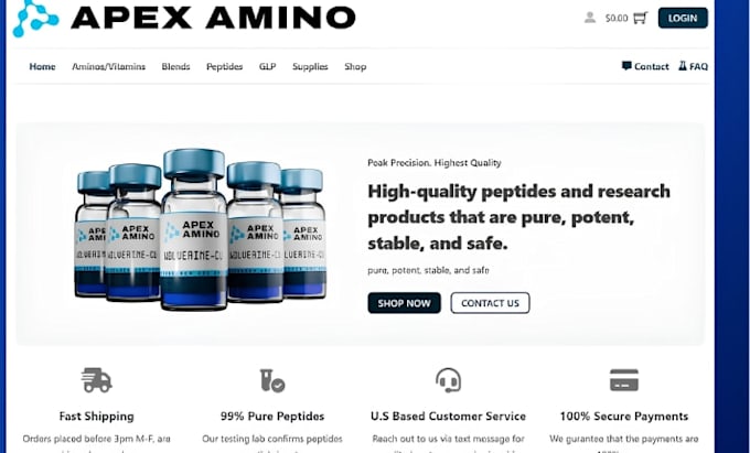 build peptide website, research peptide,  peptide store,