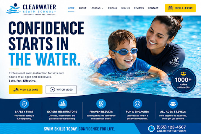 design wix swim instructor website swimming lessons swim school website