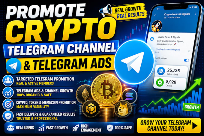 promote crypto telegram channel and telegram ads