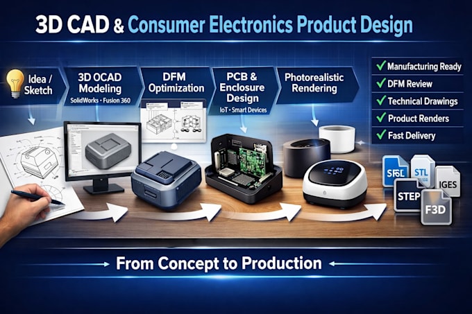 do 3d cad product design for consumer electronics, smart devices