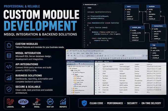 create custom PHP modules and mssql integrations