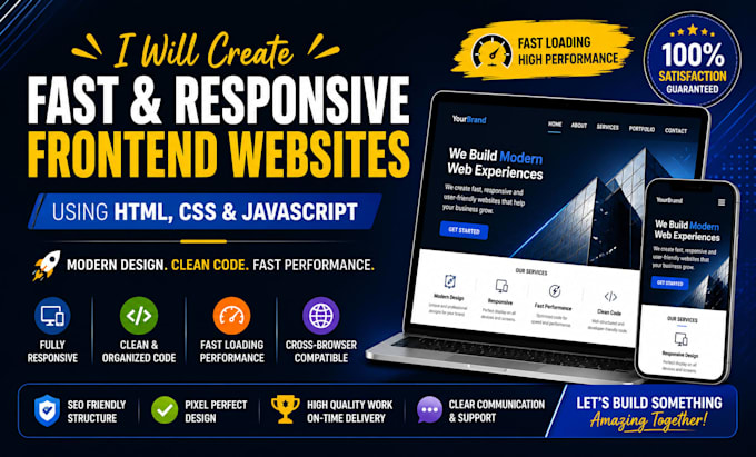 build professional landing pages using HTML, CSS javascript