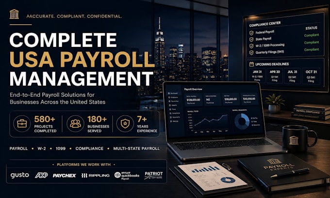 do USA payroll processing, quickbooks payroll, gusto, adp and payroll taxes