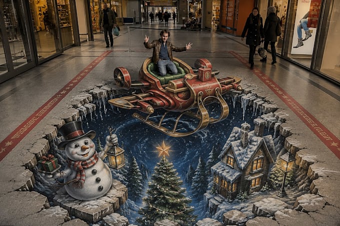 make custom 3d floor illusion anamorphic pavement for wall and carpet