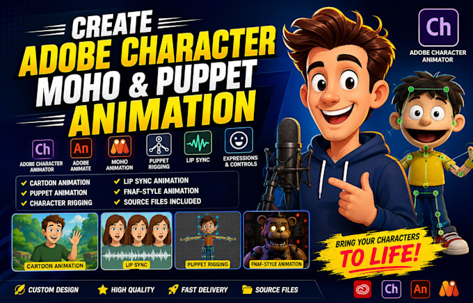 create adobe character moho fnaf puppet animation cartoon animation puppeteer