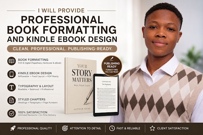 provide professional book formatting and kindle ebook design