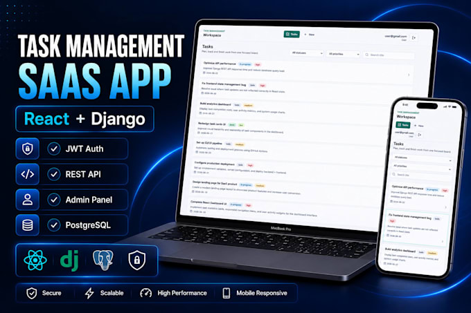 build a full stack task management web app with react and django