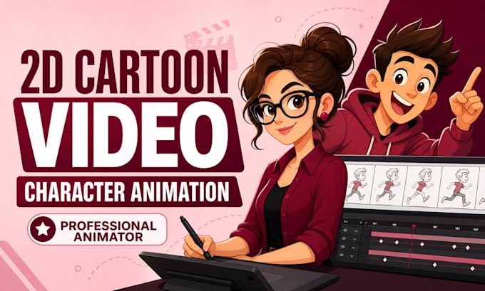 create cartoon video, 2d cartoon character animation