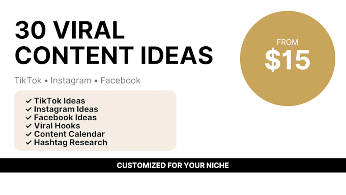 create 30 viral content ideas for tiktok, instagram and facebook