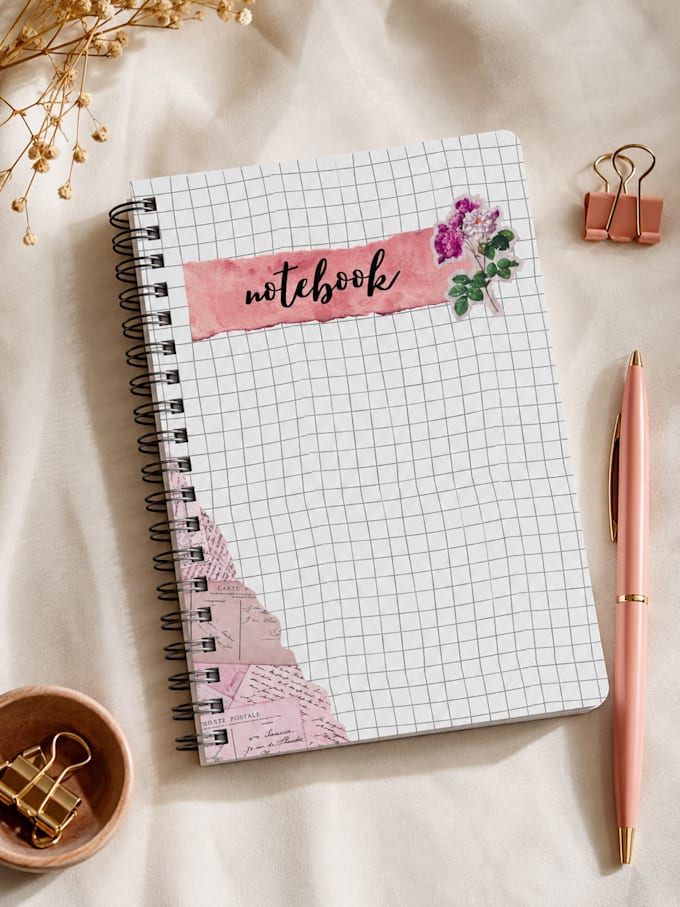 create a beautiful printable floral notebook PDF